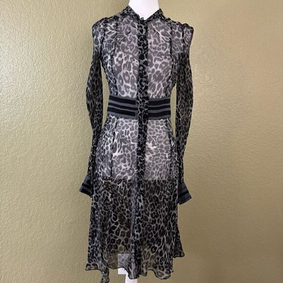 Diane Von Furstenberg Dresses & Skirts - Diane Von Furstenberg Women's 0 Hannah Semi Sheer Silk Wrap Dress Black Leopard